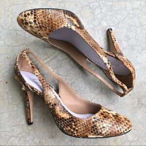 Delman snakeskin leather pumps heels cutout brown 8